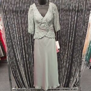 Shimmer Organza Formal Gown with Lace Top